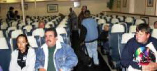 Comfortable salons and seats greet the passengers of the Santa Rosalia