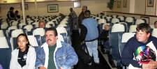 Comfortable salons and seats greet the passengers of the Santa Rosalia