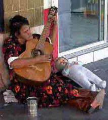 Strumming for pesos on the street of La Paz.  Bill Bell Photograph
