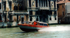 Speedboat on the Venice Canal More Italy Photography -  Venice, Florence, Rome,  Ancient Roman towns ...photography by Bill Bell